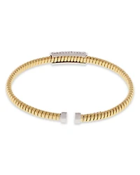 18K Yellow Gold Via Mercanti Tubogas Diamond Cylinder Bangle Bracelet