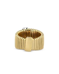 18K Yellow Gold Via Mercanti Tubogas Diamond Pavé Wide Band Ring