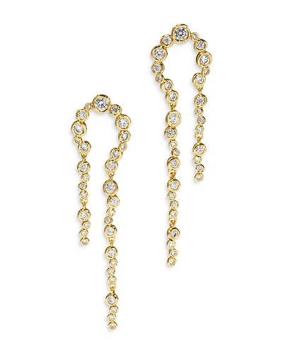Asterales Cubic Zirconia Arched Linear Drop Earrings in 14K Gold Plated