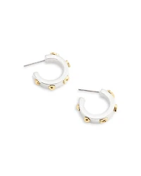 Signature Tea Rose Huggie Hoop Earrings in Two Tone