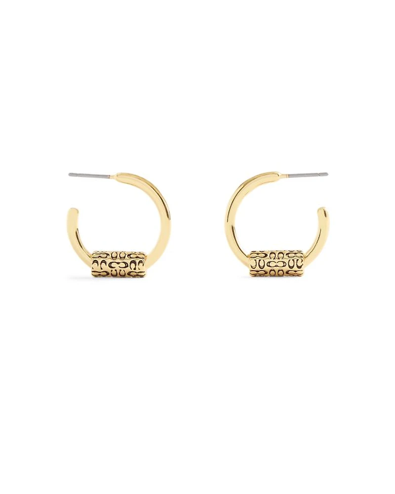 Signature Quilted Tube Huggie Hoop Earrings