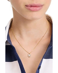 Pavé Clover Pendant Necklace in Gold Tone, 16"-19"
