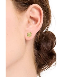 Pavé Clover Stud Earrings Gold Tone