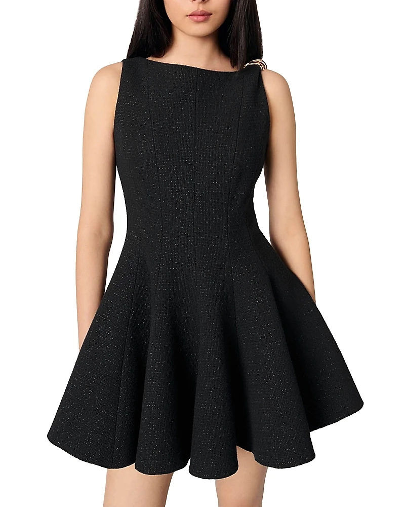 Maje Short Flared Tweed Dress