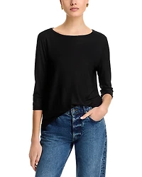 Majestic Filatures Boat Neck Three Quarter Sleeve Tee