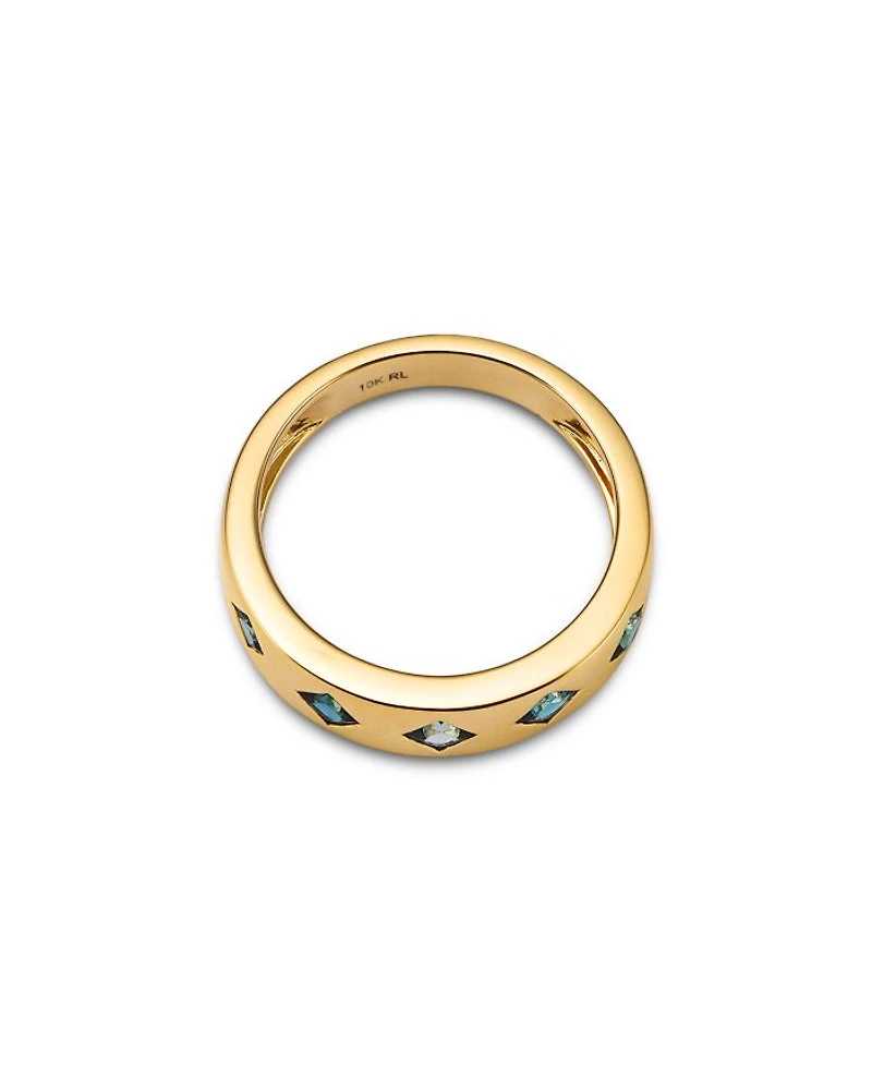 14K Yellow Gold London Blue Topaz Band Ring