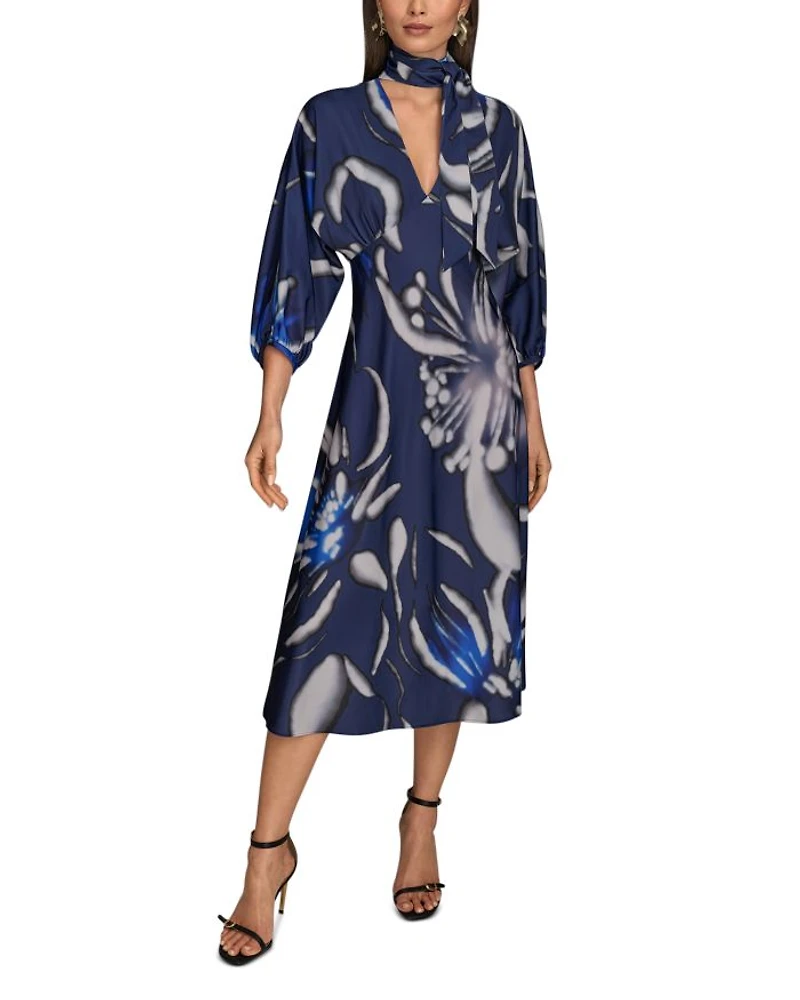 Satin Tie Neck Dress