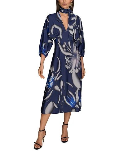 Satin Tie Neck Dress