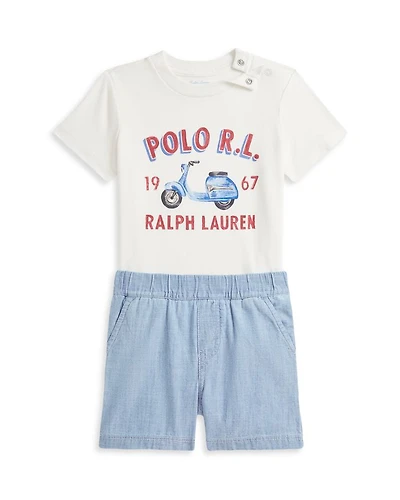Boys' Logo Cotton Tee & Chambray Short Set - Baby