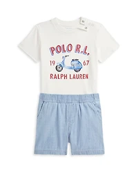 Boys' Logo Cotton Tee & Chambray Short Set - Baby