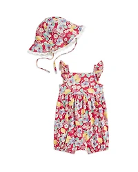 Girls' Floral Cotton Jersey Shortall & Hat Set - Baby