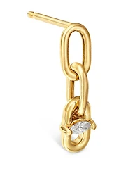 14K Yellow Gold Diamond Oval Link Chain Drop Earrings, 0.06 tcw