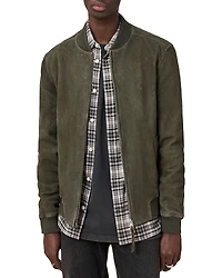 Allsaints Buckley Regular Fit Waxed Goat Suede Bomber Jacket