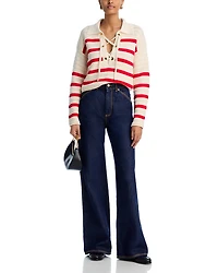 Lace Up Stripe Polo Sweater - Exclusive