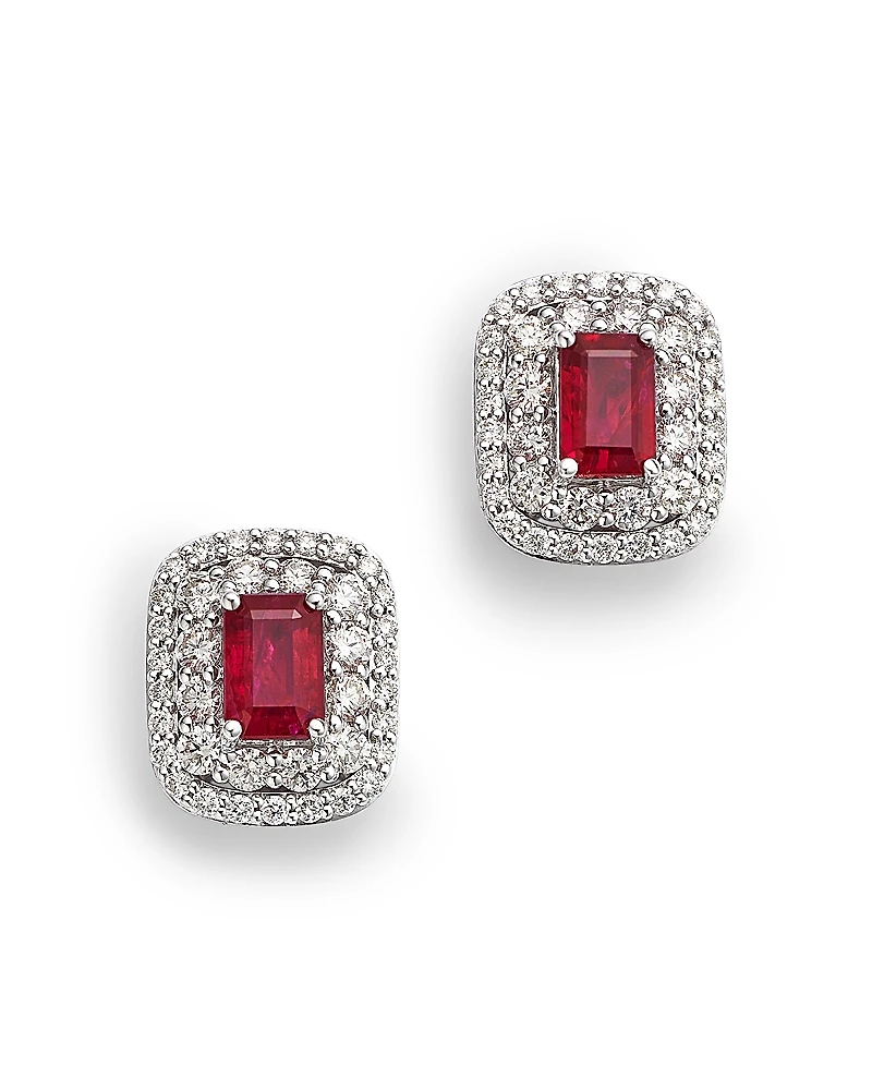 Bloomingdale's Fine Collection Ruby & Diamond Double Halo Statement Stud Earrings