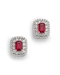 Bloomingdale's Fine Collection Ruby & Diamond Double Halo Statement Stud Earrings