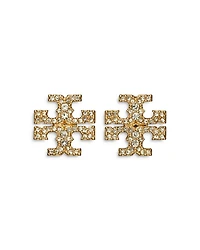 Kira Pavé Double T Stud Earrings Gold Tone