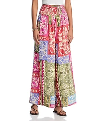Aqua Mixed Print Smocked Waist Wide Leg Pants - Exclusive