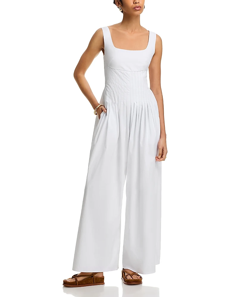 Line & Dot Abbott Poplin Pleated Jumpsuit