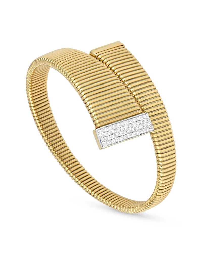 18K Yellow Gold Via Mercanti Tubogas Diamond Accent Bracelet