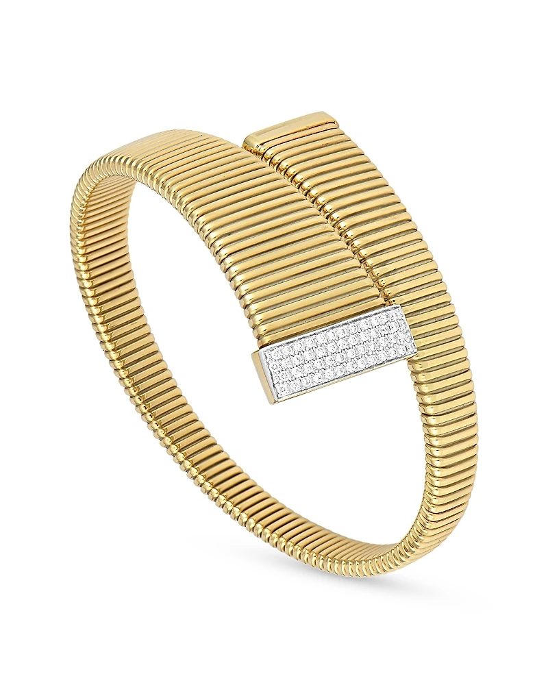 Alberto Milani 18K Yellow Gold Via Mercanti Tubogas Diamond Accent Bracelet