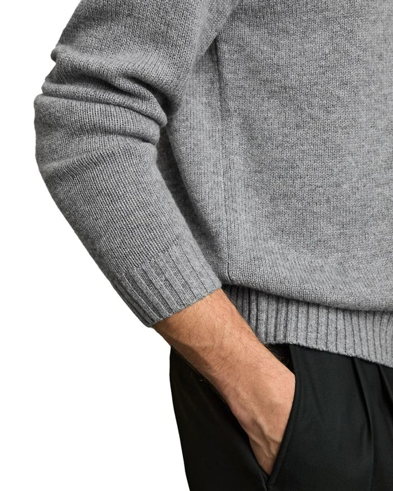 Jacob Relaxed Fit Quarter Button Long Sleeve Wool Knit Polo