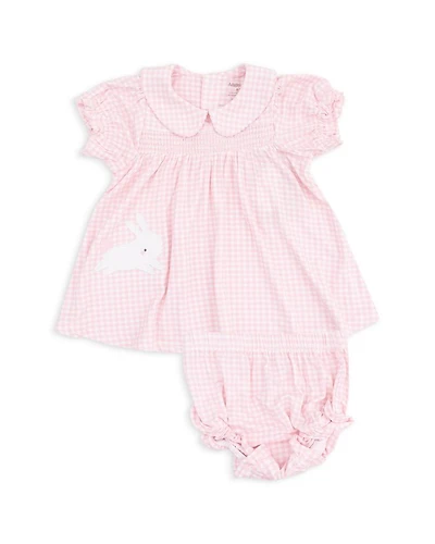 Girls' Mini Gingham Classic Smocked Peter Pan Collar Dress & Diaper Cover Set - Baby