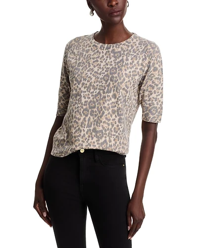 Leopard Print Elbow Sleeve Sweater