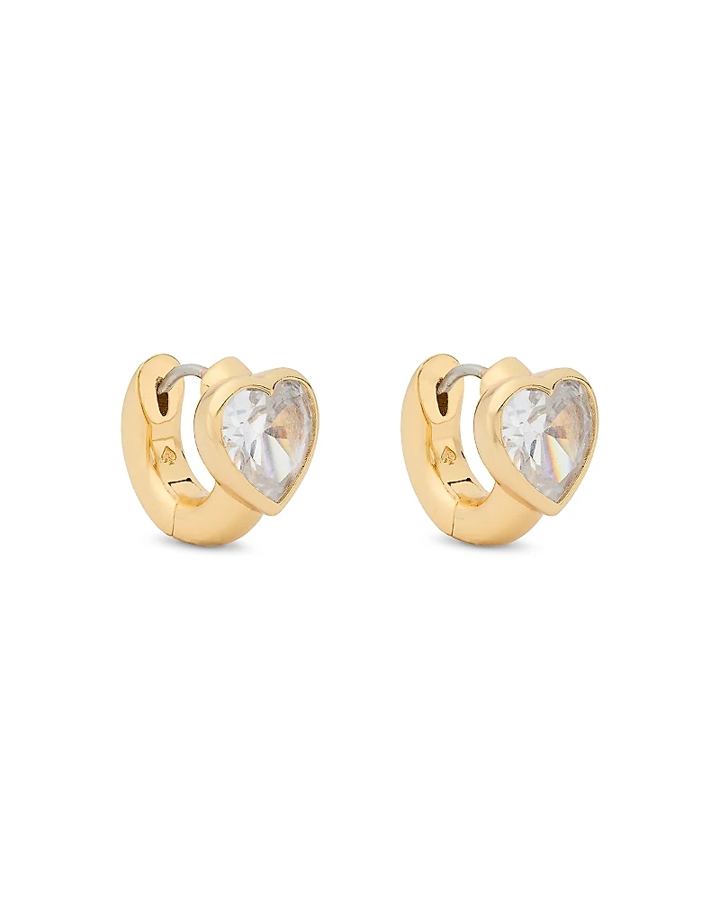 kate spade new york Keep Sparkling Stone Heart Huggie Hoop Earrings