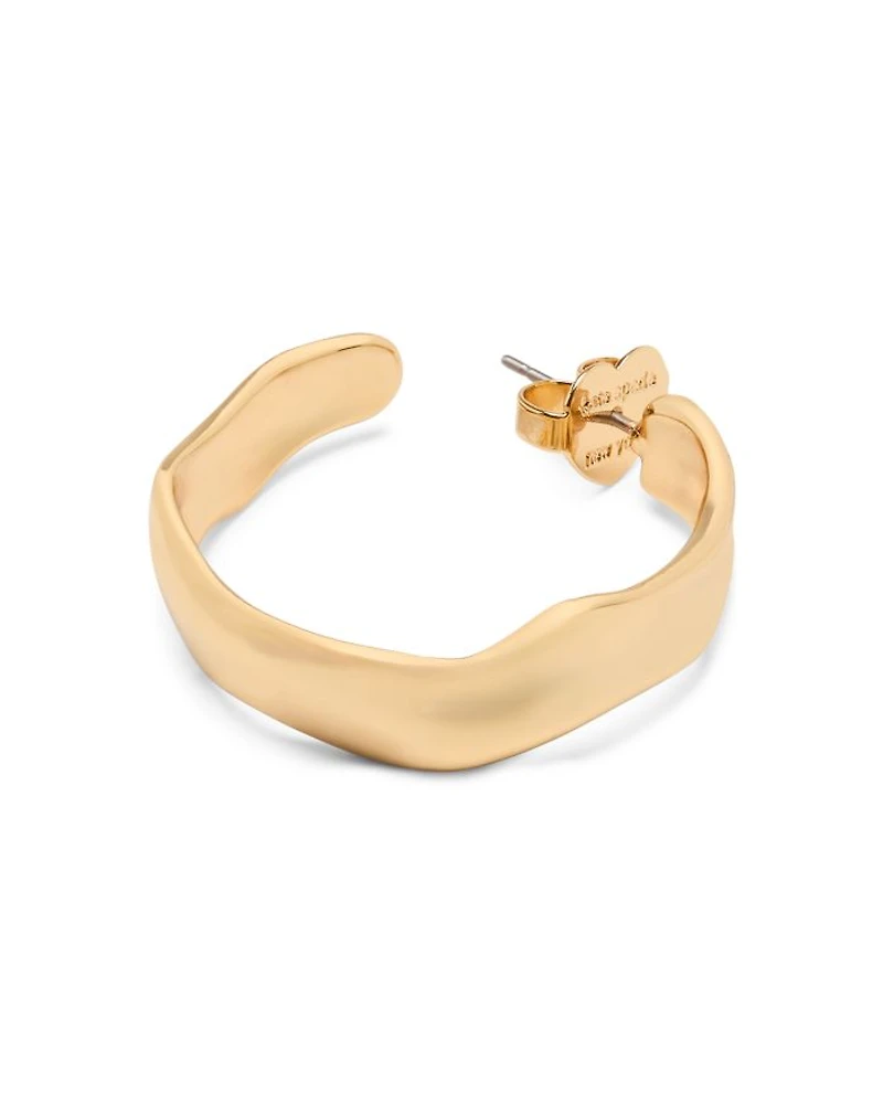 Molten Huggie Hoop Earrings in Gold Tone