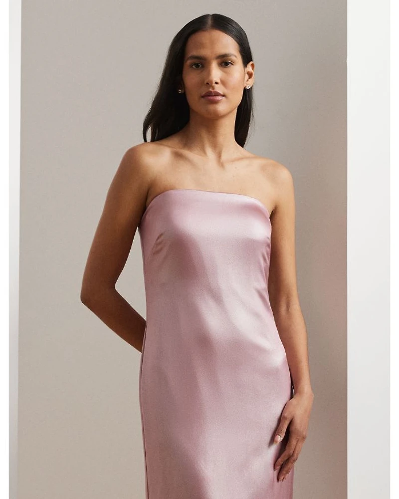 Foiled Charmeuse Strapless Gown