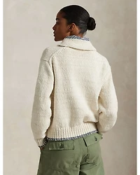 Logo Shawl Collar Full Zip Cardigan