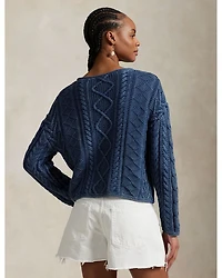 Flag Aran Knit Cotton Sweater