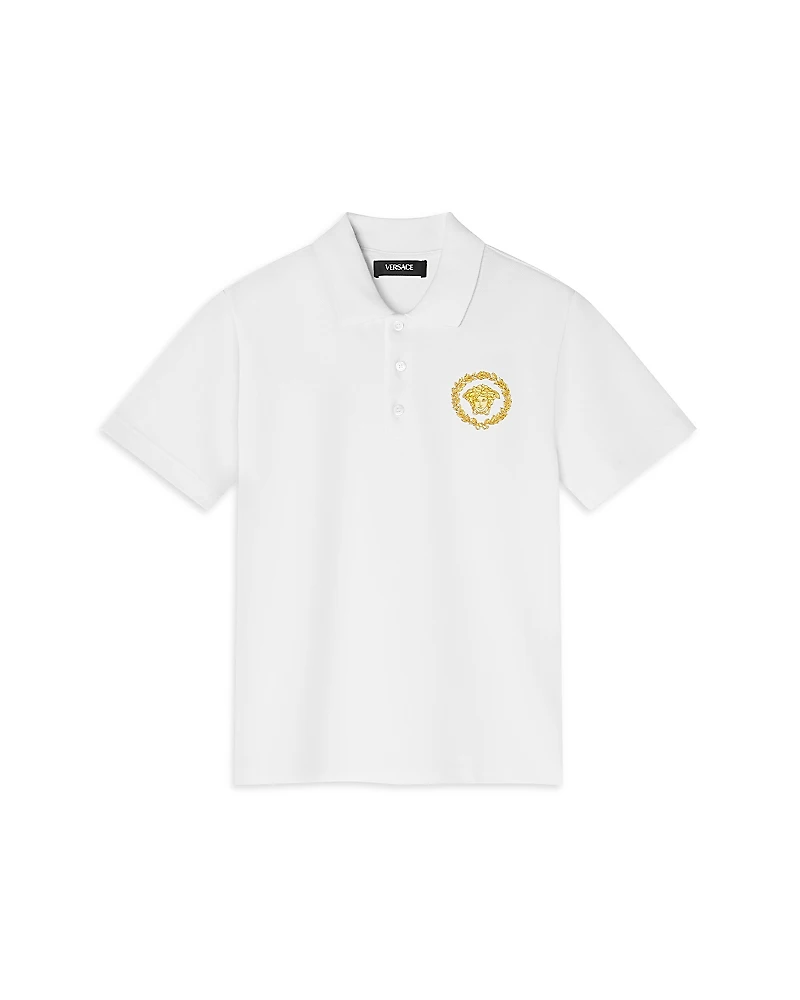 Versace Boys' Piquet Medusa Alloro Print Polo - Little Kid
