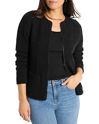 Nic+Zoe Weave Mix Knit Front Zip Jacket