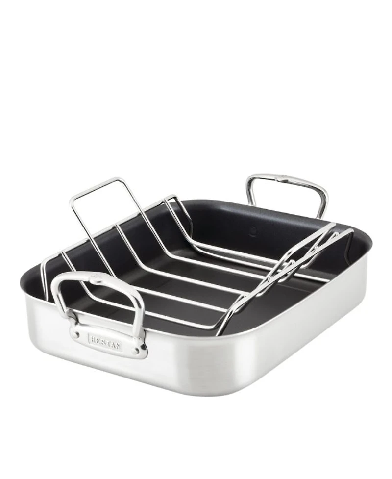 Provisions 16.5-Inch Clad Stainless Steel Nonstick Roaster with Rack, Large