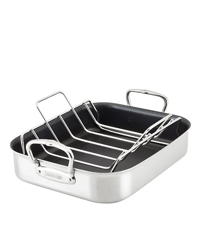 Provisions 16.5-Inch Clad Stainless Steel Nonstick Roaster with Rack, Large
