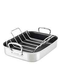 Provisions 16.5-Inch Clad Stainless Steel Nonstick Roaster with Rack, Large