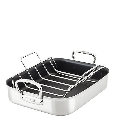 Provisions 16.5-Inch Clad Stainless Steel Nonstick Roaster with Rack, Large