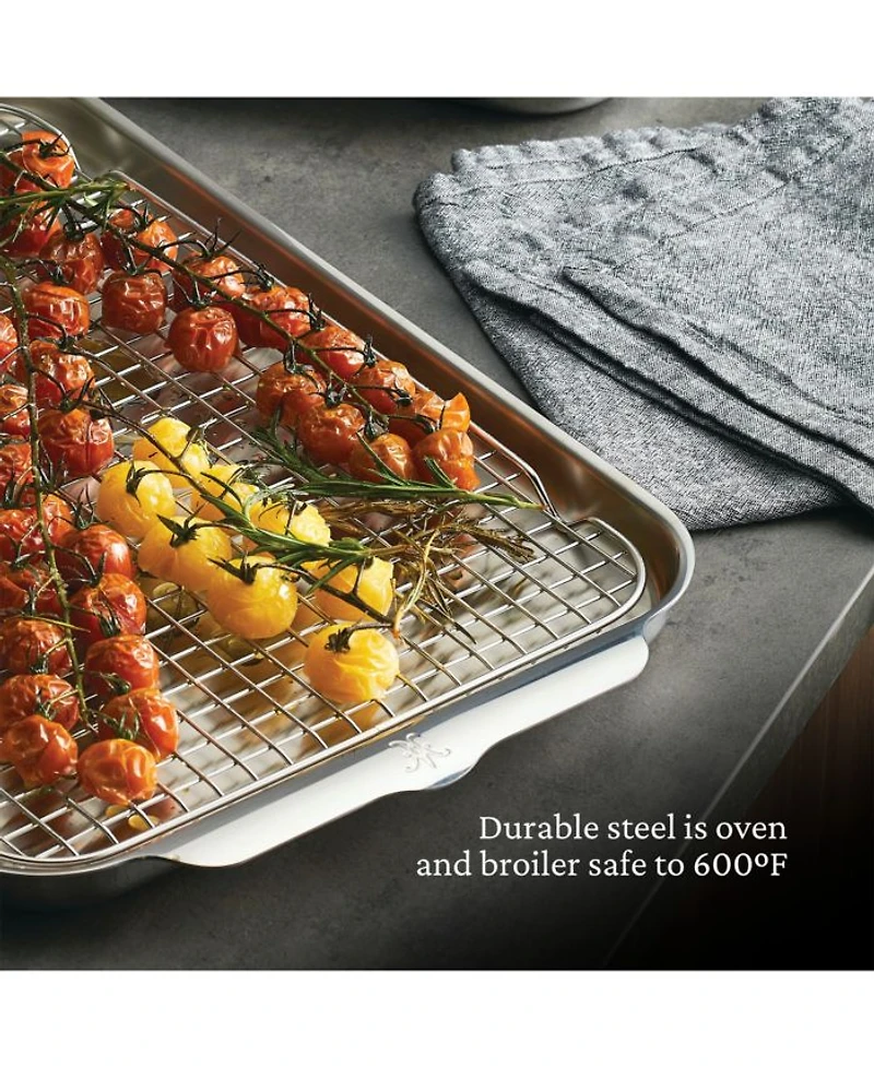 OvenBond® 9" x 12" Tri-ply Clad Stainless Steel Quarter Sheet Pan with Rack