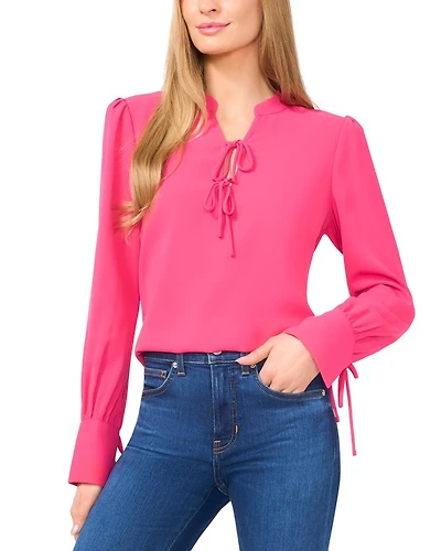 Tie Neck Long Sleeve Blouse