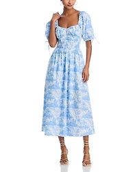 Palm Toile Midi Dress - Exclusive