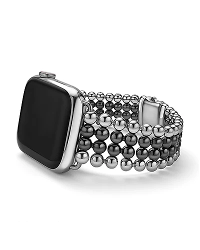 Lagos Stainless Steel & Black Ceramic Smart Caviar Watch Band for Apple Watch