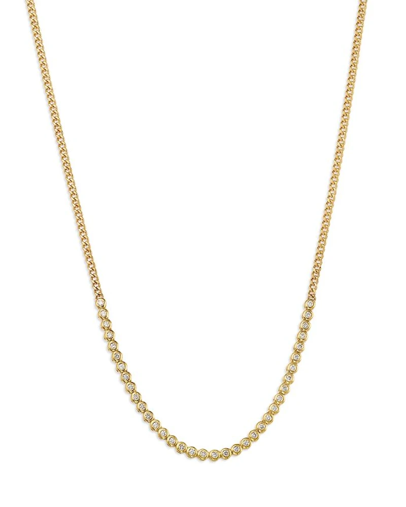 14K Yellow Gold Tennis Collection Diamond Collar Necklace, 14-16"