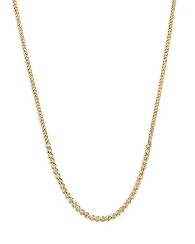 14K Yellow Gold Tennis Collection Diamond Collar Necklace, 14-16"