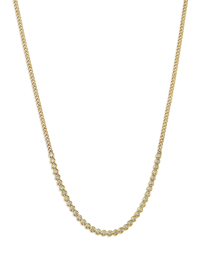Zoe Chicco 14K Yellow Gold Tennis Collection Diamond Collar Necklace, 14-16