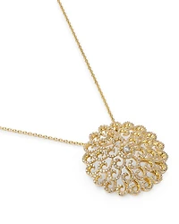 Diamond Filigree Medallion Pendant Necklace in 14K Yellow Gold, 1.0 tcw