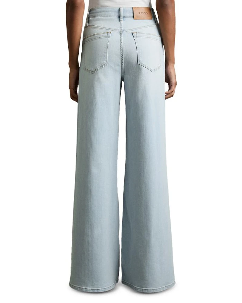 Petite Heather Mid Rise Wide Leg Jeans