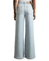 Petite Heather Mid Rise Wide Leg Jeans
