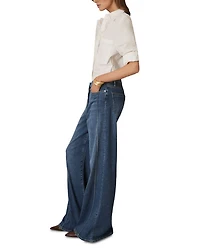 Heather High Rise Wide Leg Jeans Mid Blue